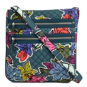 Vera Bradley Retired Falling Flowers Iconic Triple-Zip Hipster Crossbody